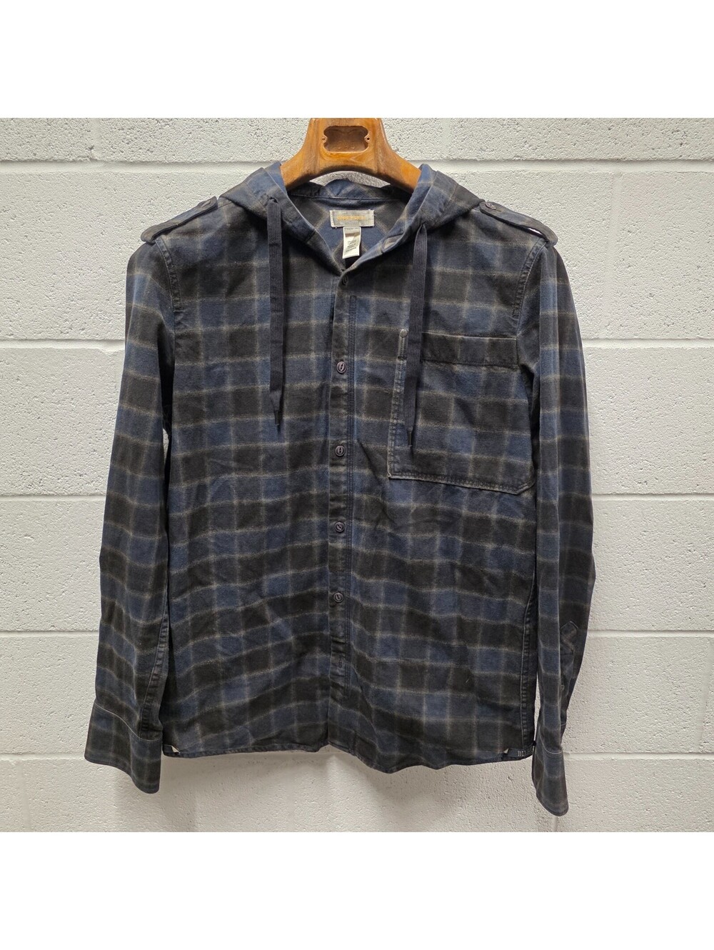 Diesel Hoodie Shirt Mens M Button Up Check Plaid Long sleeve Flannel 22x30